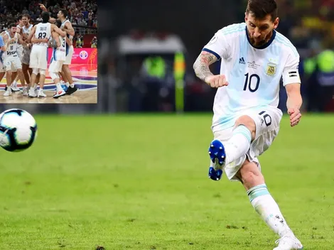 Messi celebra a la selección argentina de baloncesto