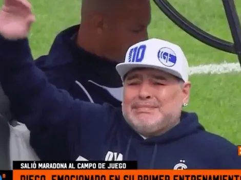 Hasta las lágrimas: la emotiva presentación de Maradona en Gimnasia