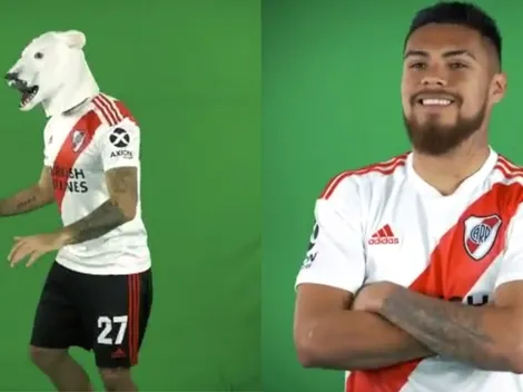 Díaz la pasa de lo mejor en la sesión de fotos de River