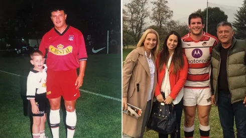 Claudio Borghi y su hijo Filippo. A la izquierda, en 2001. A la derecha, en la actualidad.