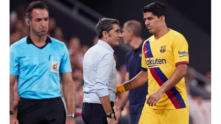 Suárez fue sustituido pasada la media hora ante el Athletic.