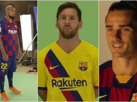 Messi, Vidal y Griezmann se lucen en la toma de fotos oficial del Barça