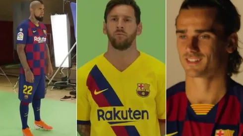Vidal, Messi y Griezmann posaron para las fotos oficiales de la temporada