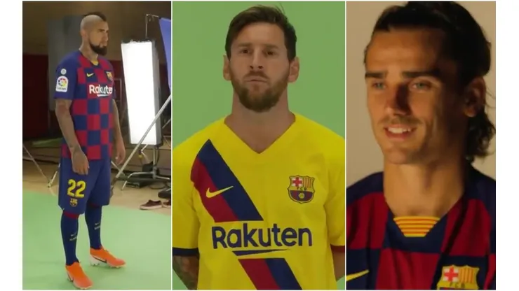 Vidal, Messi y Griezmann posaron para las fotos oficiales de la temporada
