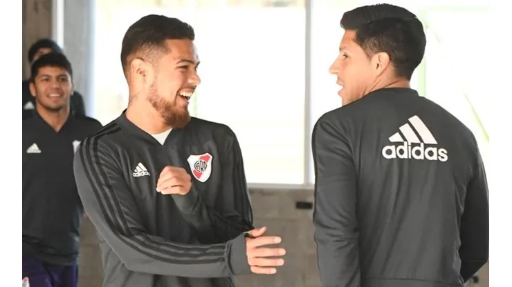 Paulo Díaz se mostró sonriente en su primera práctica en el River Plate