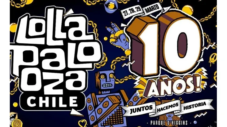 El afiche oficial de los 20 años de Lollapalooza.