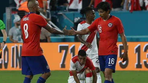 Mati en su última aparición con la Roja.