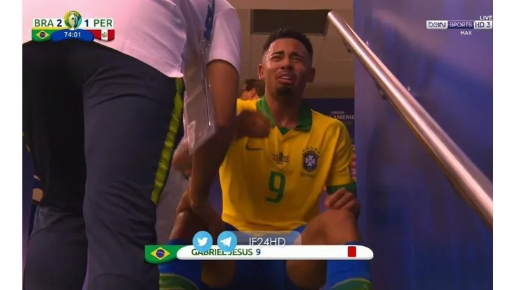Gabriel Jesús llorando en el túnel