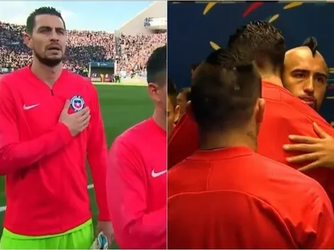 Arias se llena de abrazos y canta el Himno de Chile como el que más