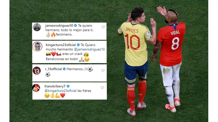 James Rodríguez y Arturo Vidal durante el partido del viernes en Sao Paulo