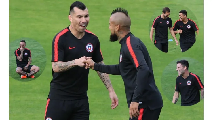 Muchas risas en el entrenamiento de este jueves.