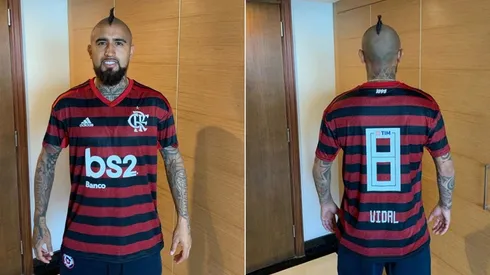 Vidal posó orgulloso con la camiseta del Flamengo