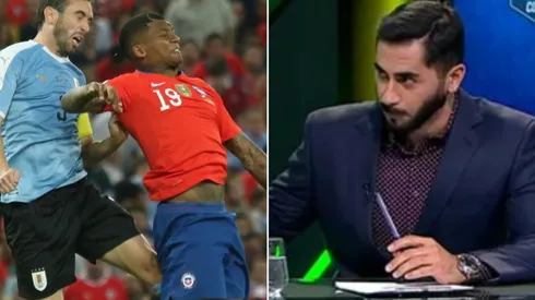 Junior disputa un balón ante Godín. Herrera lo analizó.