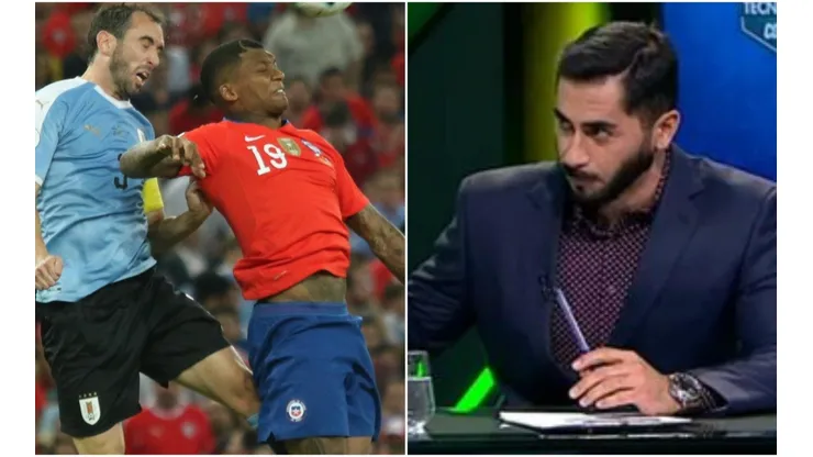 Junior disputa un balón ante Godín. Herrera lo analizó.
