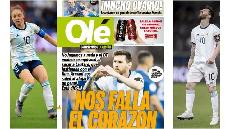 Olé hizo un contrapunto entre damas y varones en su portada