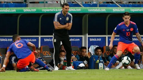 Lionel Scaloni durante el encuentro ante Colombia (Foto: Getty Images)