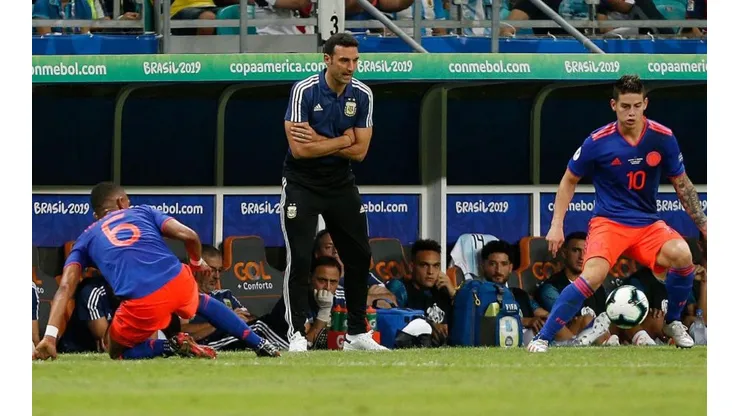 Lionel Scaloni durante el encuentro ante Colombia (Foto: Getty Images)