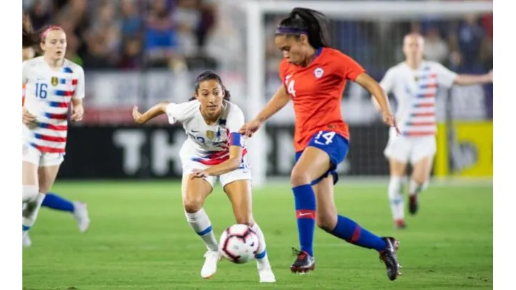 Fernanda Pinilla durante el amistoso frente a Estados Unidos en 2018 (Foto: Getty Images)