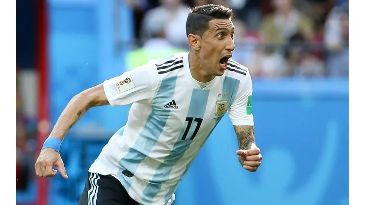 Di María celebra el gol en la Copa del Mundo