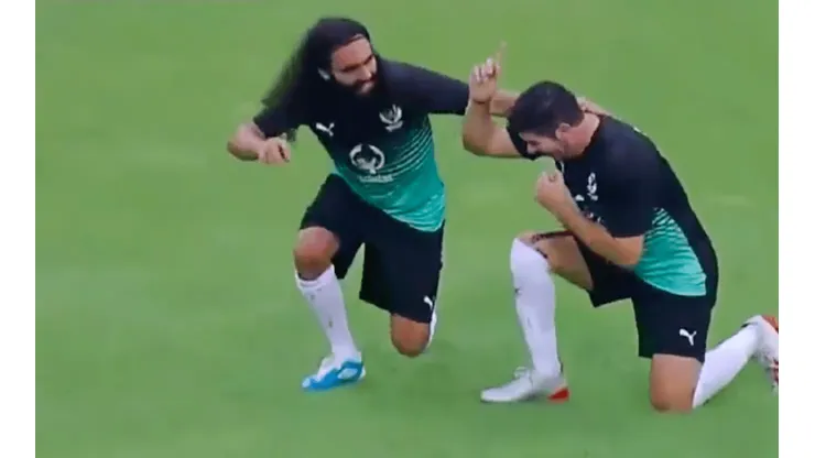 Marcelo Salas celebra su gol en la despedida de Rafa Márquez