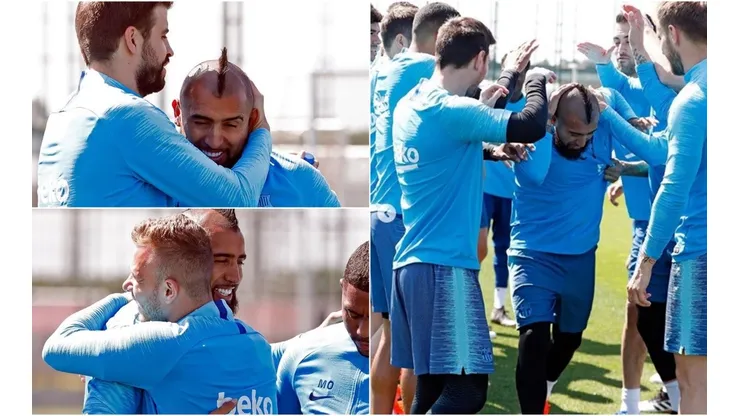 Vidal cumplió 32 años y celebró por primera vez con el Barcelona