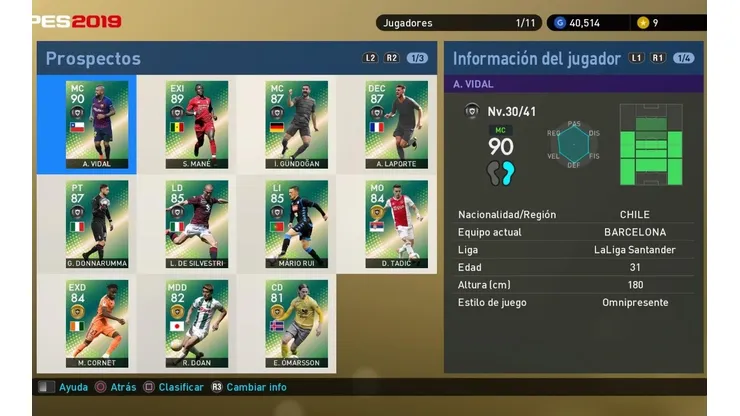 Arturo Vidal es el mejor jugador de la semana en PES 2019