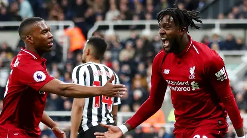 Celebración de gol de Origi en Liverpool