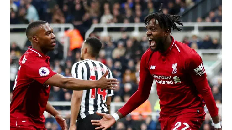 Celebración de gol de Origi en Liverpool