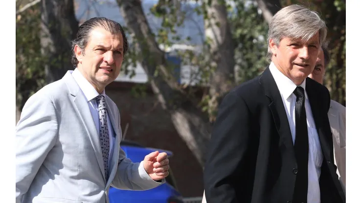 Aníbal Mosa junto a Harold Mayne-Nicholls esta mañana en el Monumental