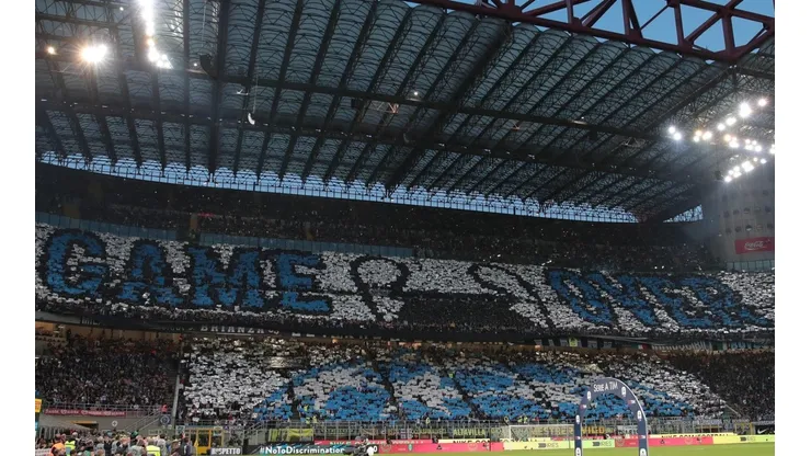 Así quedó el tifo de los interistas para burlarse de la Juve