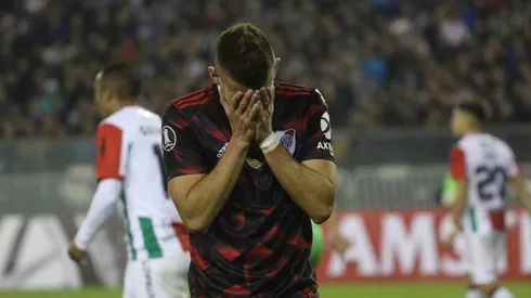 Palestino vs River Plate - 24 de abril de 2019/SANTIAGO Rafael Santos Borre se lamenta durante el partido v�lido por la fase de grupo de la Copa Conmebol Libertadores 2019, disputado en el Estadio Monumental, entre los equipos de Palestino vs River Plate.FOTO: SEBASTIAN BELTRAN GAETE/AGENCIAUNO