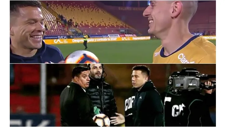 Álvaro Ramos en dos imágenes. Con y sin la pelota del hattrick