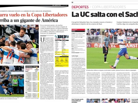 Titulares: "La UC derriba a un gigante de América" y "salta con el Sacha Sáez"