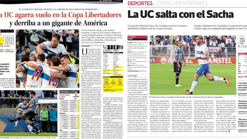 La prensa elogió la victoria de Universidad Católica sobre Gremio