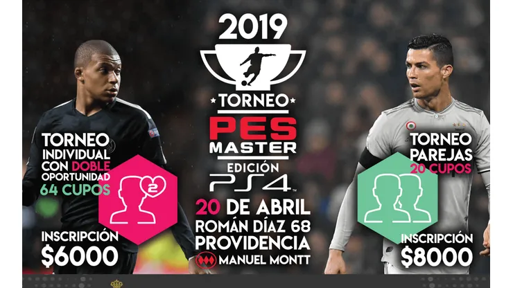 Demuestra que eres el mejor en PES Master: Torneo individual con doble vida y de parejas