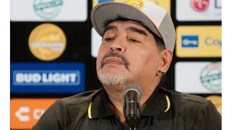 MEXICO: Presentacion de Diego Maradona como DT de Dorados de Sinaloa - CULIACAN, MEXICO - SEPTIEMBRE 10: Diego Armando Maradona durante la presentacion como Director Tecnico de Dorados de Sinaloa para el torneo Apertura 2018 de la Liga de ascenso MX en el Hotel Lucerna el 10 de Septiembre de 2018 en Culiacan, Mexico. (Foto: Jonathan Telles/JAM MEDIA)
