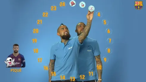 Vidal y Boateng se entretienen colocando emojis para sus compañeros del Barça