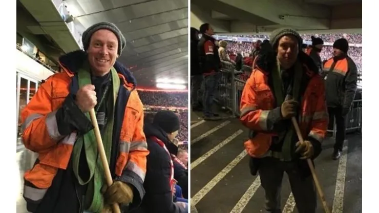 Hincha del Liverpool se disfrazó de limpiador para entrar al estadio y ver el partido ante el Bayern