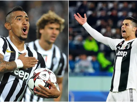 Cristiano Ronaldo supera a Arturo Vidal en la Juventus