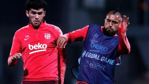 Vidal en el entrenamiento de hoy