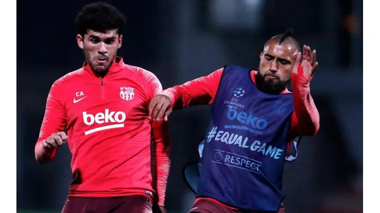 Vidal en el entrenamiento de hoy