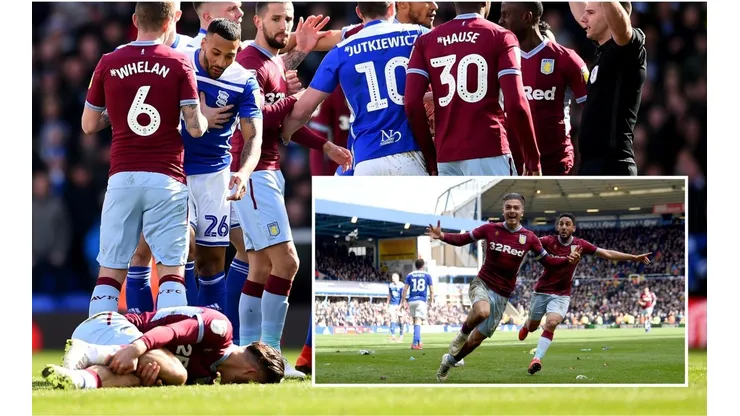 Las dos postales de Grealish: en el suelo tras ser agredido y celebrando el gol en el clásico