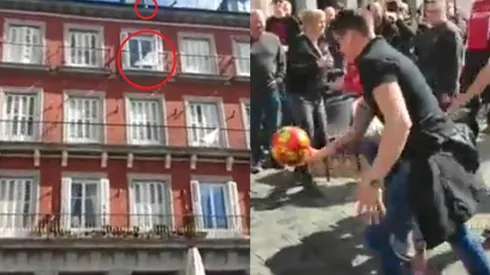 Buena puntería de un hincha del Ajax.