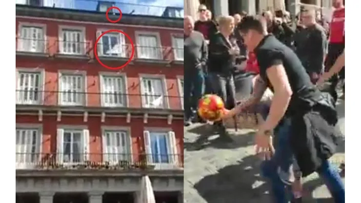 Buena puntería de un hincha del Ajax.