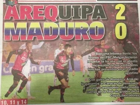 Melgar reacciona ante desubicada portada de diario peruano