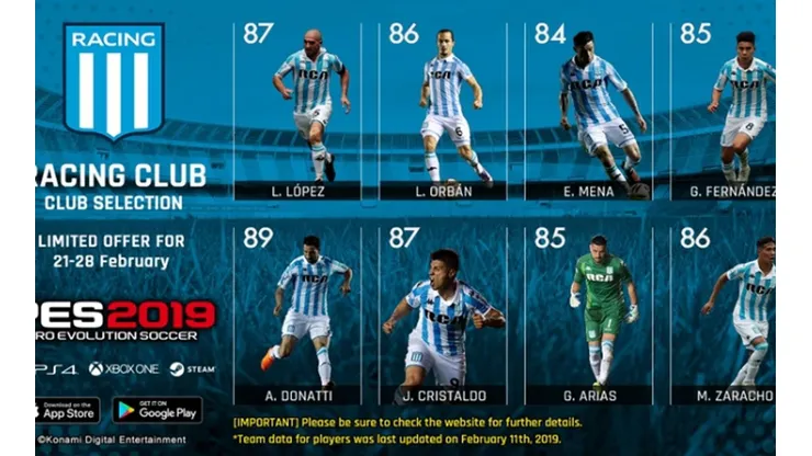 Arias y Mena entre los jugadores destacados de PES 2019