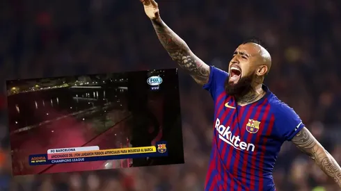Fox Sports informó de los "petardos y cohetes" al Barça.