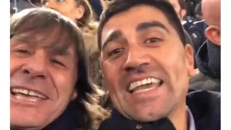 David Pizarro cantó el himno de la Roma junto a Bruno Contti