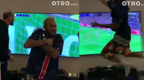 Neymar imitó a Mbappé y saltó en una pata