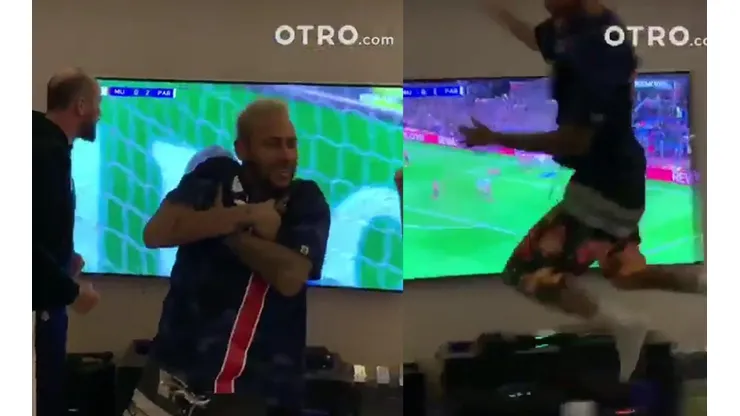 Neymar imitó a Mbappé y saltó en una pata